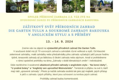 Exkurze “Zážitkový svět Die Garten Tulln a anglické ukázkové zahrady Rakouska” 13.-14.9.2024