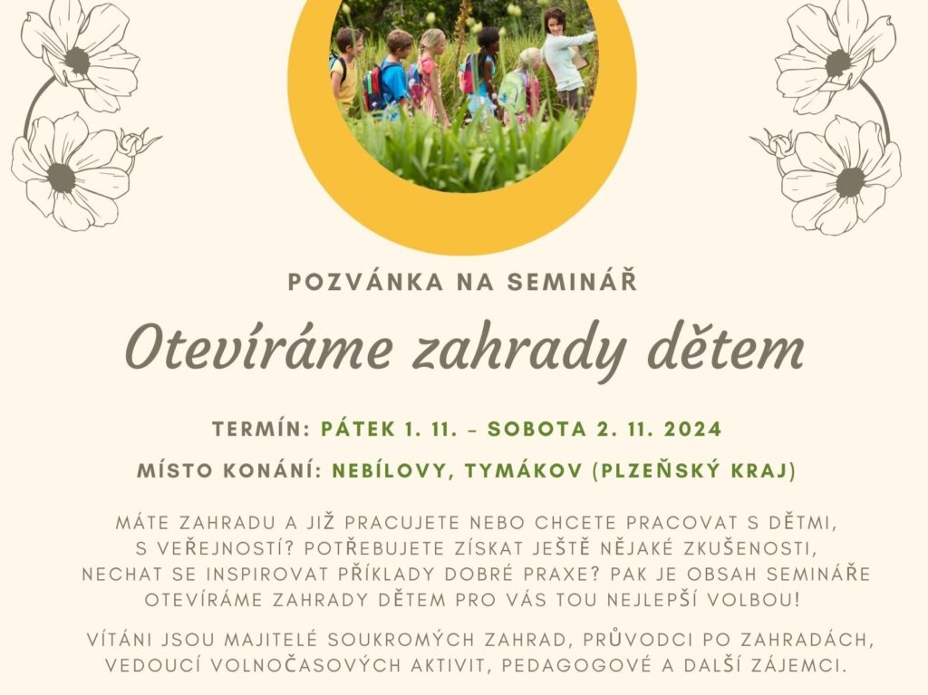 Seminář ke kurzu “Otevíráme zahrady dětem”- Nebílovy, Tymákov 1.-2.11.2024